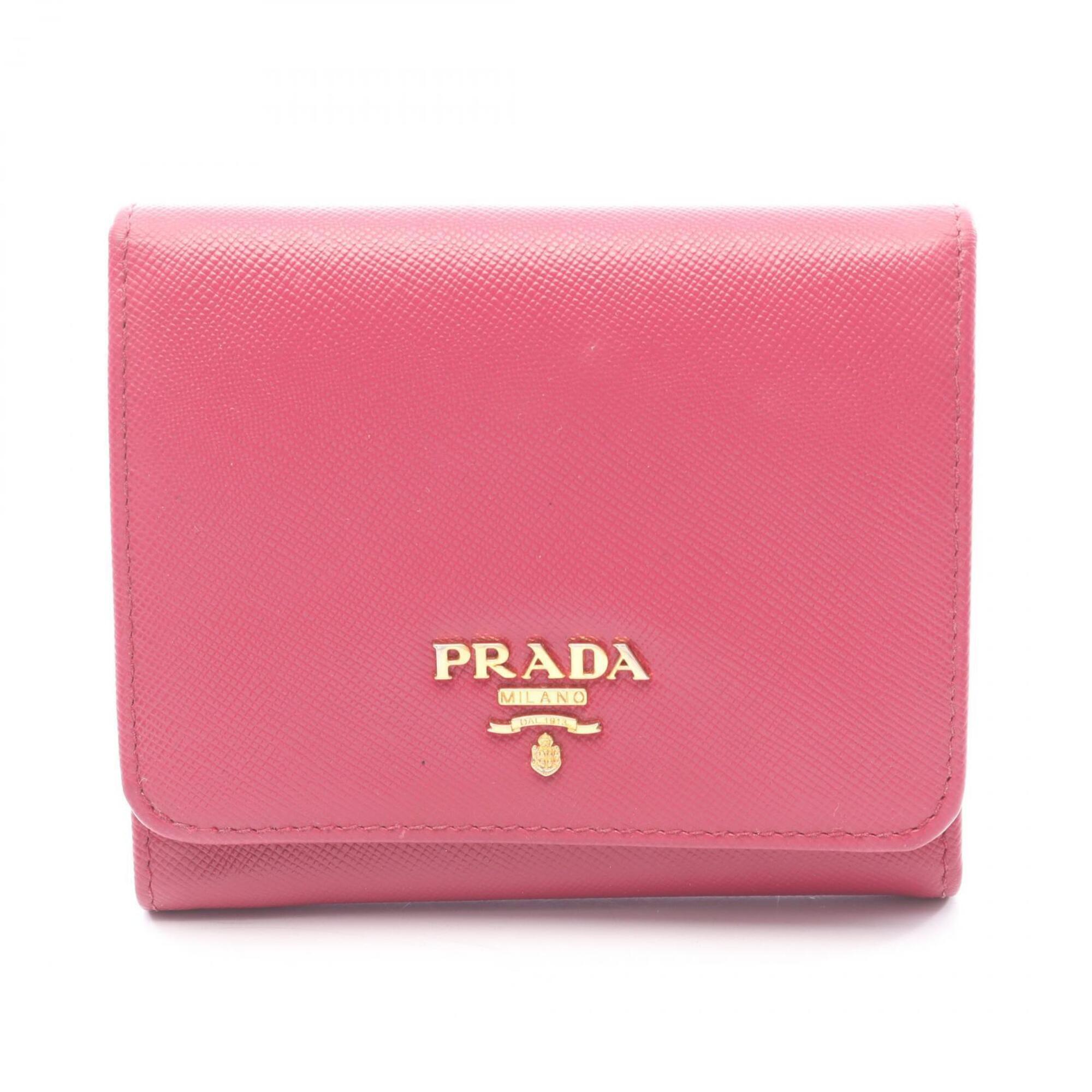 Prada Saffiano Tri-Fold Wallet, Women's, Pink